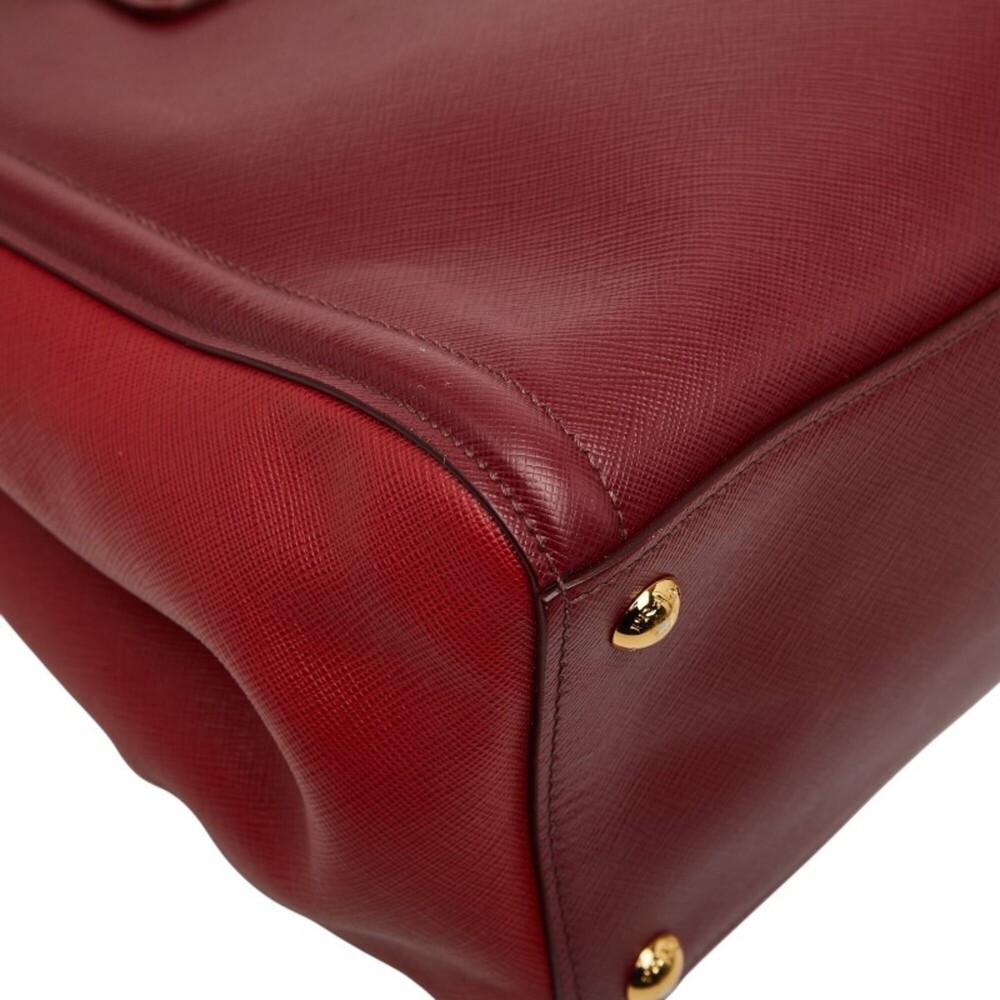 Prada Triangle Logo Plate Handbag/Shoulder Bag, 2-Way, Red Saffiano Leather, ... - Picture 7 of 13